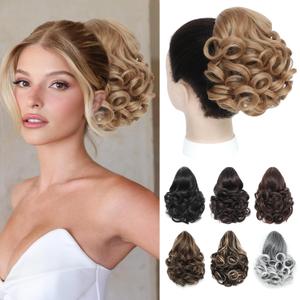 Ponytail Extension,10" Claw Clip in Ponytail Extensions Short Curly Ponytail Hairpiece for Women Fluffy Natural Synthetic Pony Tails for Daily Use(Dark Blonde)