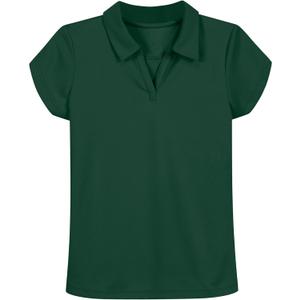 Nautica Girls' Short Sleeve Performance Polo (Green, S)