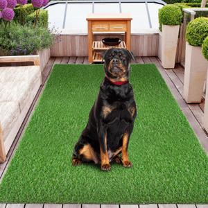 XLX TURF Artificial Grass Rug 5 FT x 7 FT, Indoor Outdoor Both Use & Thin But Comfortable, Realistic Fake Grass Floor Mat for Patio Balcony, X-Large Dog Grass Pads (5' x 7' (Rectangular), Green-0.6" Low Pile)