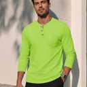 MAGCOMSEN Men's Long Sleeve Henley Shirts Cotton Pocket Lightweight Tees (Green, S)