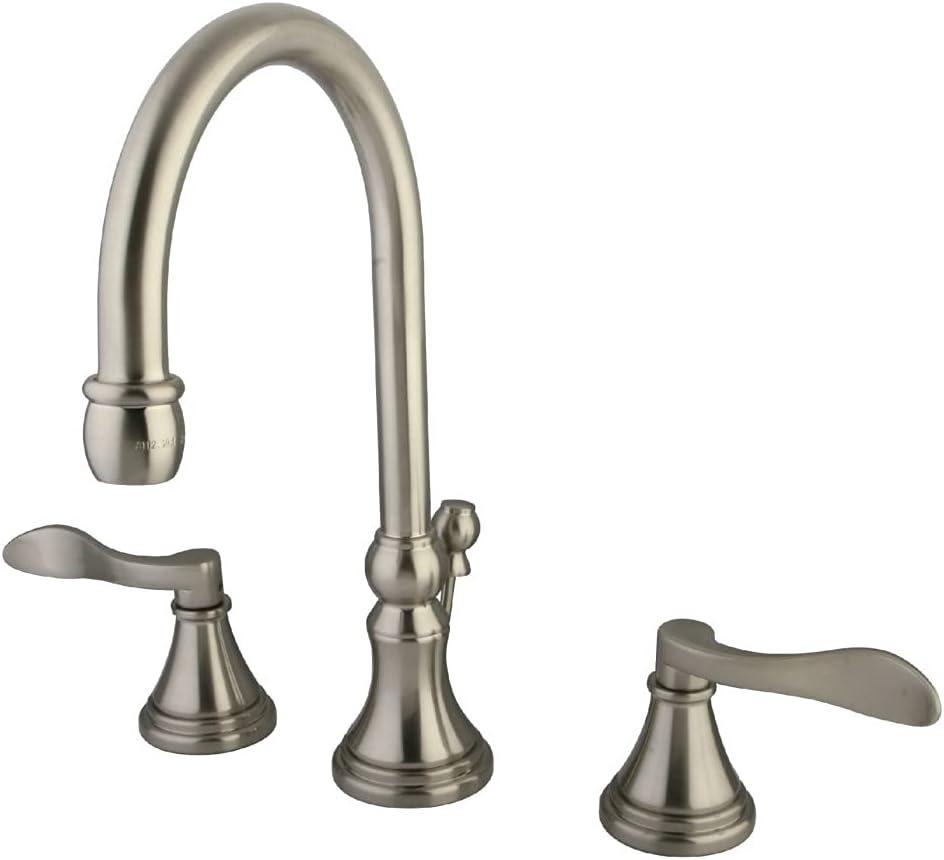 Kingston Brass KS2988DFL NuFrench Widespread Lavatory Faucet with Brass Pop-Up, Brushed Nickel