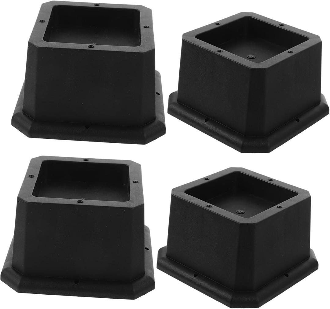 4pcs Bed Risers Stackable Rubber Furniture Foot Cushions Adjustable Height for Sofa Table Chair Durable Anti-Slip Protective Mats Elevation Boost