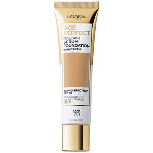 L'Oreal Paris Age Perfect Radiant Serum Foundation with SPF 50, Sand, 1 Ounce, EXP Date 2027/06