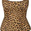 Narecte Sexy One Piece Bathing Suit for Women Tummy Control High Cut One Piece Swimsuit Womens Swim Suit (0-2, Leopard)