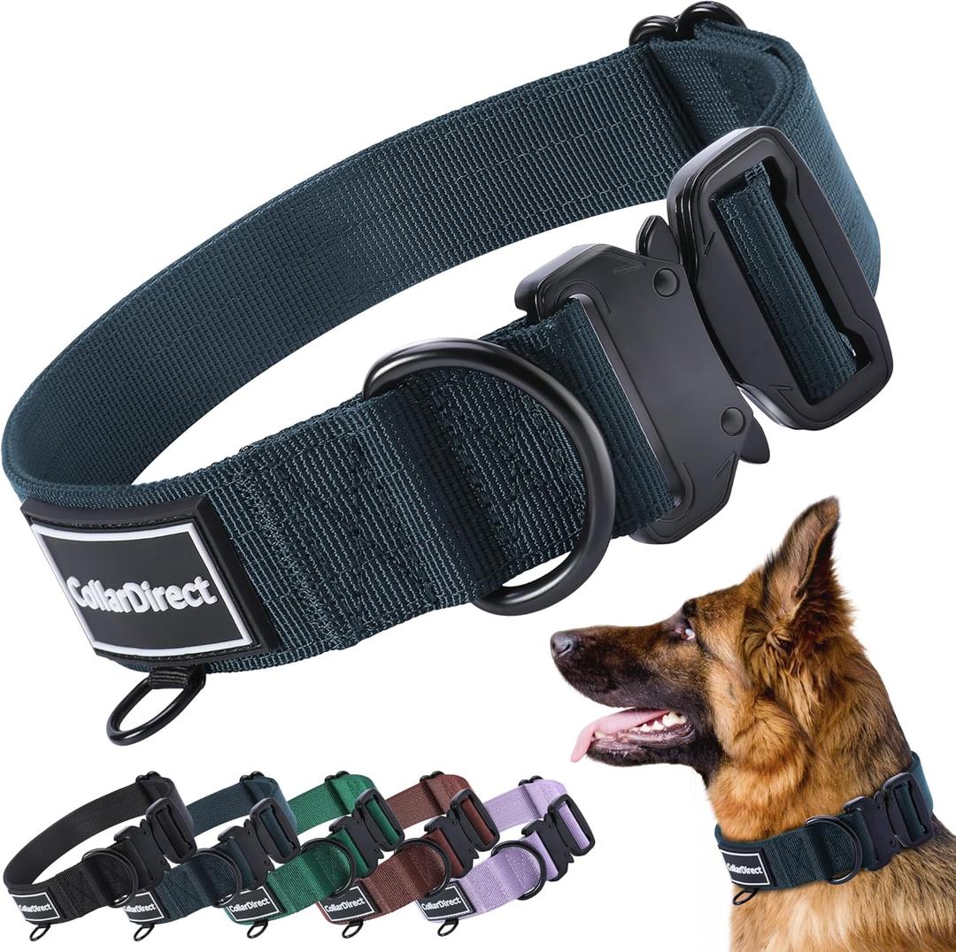 Heavy Duty Dog Collar for Large or Medium Dogs, Adjustable Strong Dog Collar for Active Dogs, Double-Layered Nylon (Dark Blue, 14-20)
