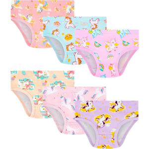 Girls and Toddlers 100% Cotton Underwear Tagless Soft Panties Size 2-3T,4-5T,6,8,10,12 (6-Pack)
