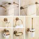 7 Piece Antique Brass Gold Bathroom Accessories Set - TooCust Brushed Brass 24 Double Towel Holder & Towel Bar - Wall Mounted Bathroom Hardware Kit