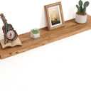 Floating Shelves for Wall Decor, 8" Deep Rustic Solid Elm Wood Floating Shelves Wall Mounted, Wall Shelves with Invisible Bracket for Living Room Bathroom Bedroom Kitchen, 40 Inch Set of 1, Natural