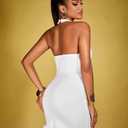 SISKIN Womens Summer Dresses, Sexy Cocktail Prom Club Dresses, Halter Bodycon Cut Out Mini Sleeveless Feather Dress (White, S)