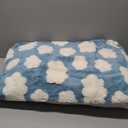 Lesure Cute Small Dog Bed-Thick Shredded Chopped Foam Pet Puppy Bed Indoor with Removable Washable Cover, Modern Fuzzy Plush & Anti Slip Bottom, Blue (24.0"L x 16.0"W x 2.5"Th)