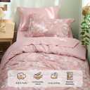 Bedsure Floral Pink Comforter Set, Twin-XL Bedding Sets, Dorm, 5 Piece | Bed in a Bag, Bedroom, Dorm RoomReversible, Fluffy, Whisper-Quiet, All-Season, Polyester, Easy Care, Botanical-Chic, OEKO