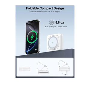 2025 Magnetic Wireless Charging Station - ADADPU 3 in 1 Foldable Mag-Safe Charger Stand for Multiple Apple Devices, Travel Charging Pad for iPhone 16 15 14 13 12 Pro Max Plus Apple Watch AirPods