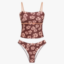 ZAFUL Tankini Swimsuits for Women Bow Tie Side Bathing Suits Tummy Control High Cut Two Piece Bikini Sets, L