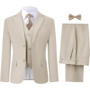 Boys' Suits Formal Tuxedo Slim Fit Boys Suit Set for Wedding Outfit Teen Boy Dress Clothes (16, Light Champagne)