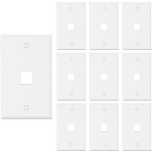 VCE 1 Port Keystone Wall Plate UL Listed (10 Pack), Single Gang Wall Plates for RJ45 Keystone Jack and Modular Inserts, White