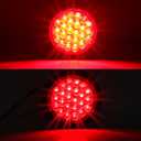 Partswcgg 12Pcs 4" Inch Round LED Trailer Tail Lights 24 LED Red Stop Turn Tail Lights Brake Trailer Lights White Backup Reverse Lights w/ 3-Prong Wire Pigtails Plug IP67 Waterproof 12V(8Red+4White)