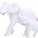 1 Piece Elephant Statue Resin Elephant Figurine Animal Feng Shui Sculpture Animal Ornament for Home Office Wedding Decoration - White Gold Left