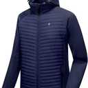 Little Donkey Andy Men's Insulated Hiking Jacket, Hooded Thermal Running Hybrid Jacket, XXL