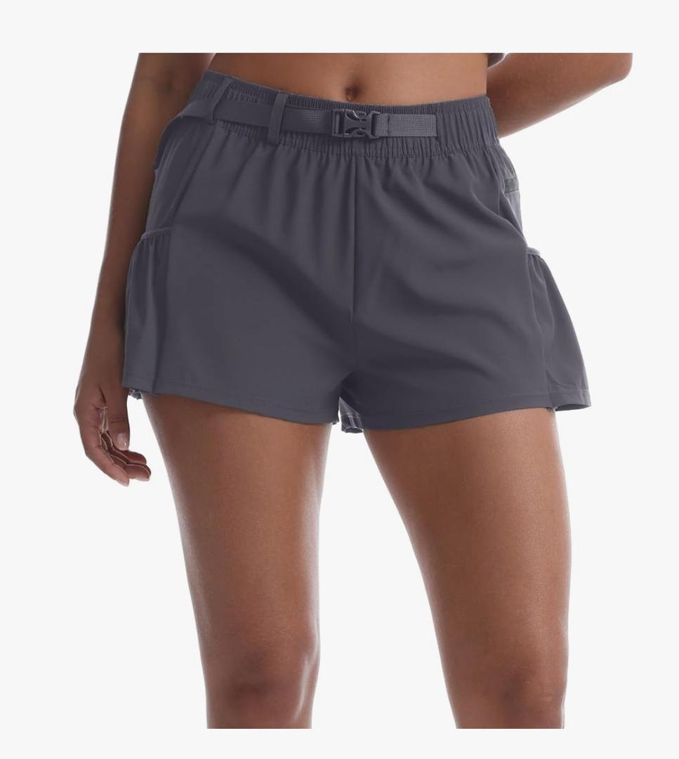 Rrosseyz Womens Quick Dry Athletic Running Shorts Flowy Workout Shorts with Zippered Pockets for Gym Casual Sports XL