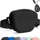 Dog Treat Pouch with Training Clicker, Upgrade Stronger Magnetic Closure to Avoid Spilling, 1.67 Cup Silicone Treat Bag Fanny Pack with Waist Belt for Pet Training Walking (Black)
