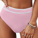 Women's High Waisted Bikini Ribbed Two Piece, L