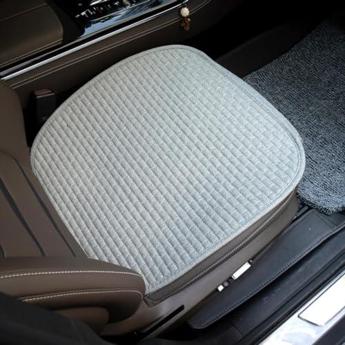 Bamboolady Linen Car Seat Cover, Cloth Bottom Seat Covers for Cars,Trucks,Universal Pad Cushion Breathable,Ventilated,Cooling Four Seasons Gray