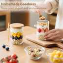 TBWIND 6 Pack Overnight Oats Containers with Lids and Spoons, 16oz Glass Jars with Bamboo Lids, Airtight Meal Prep Yogurt Containers for Breakfast, Parfait, Salad, Chia Pudding