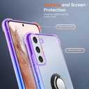 Ring Holder Series Case Designed for Samsung Galaxy S22 Plus 5G, Clear Cute Slim Colorful Silicone Bumper Protective Cover Support Magnetic Car Phone Mount. (Blue Purple)