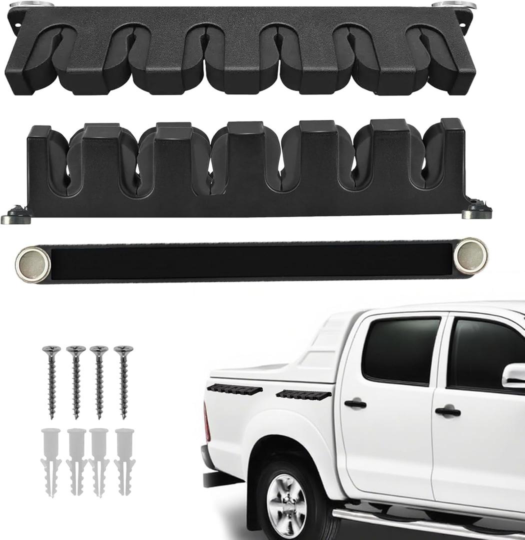 Fishing Rod Holders for Garage & SnowboardPortable Magnetic Holder (2 Pcs Can Be Installed Vertically and Horizontally) Strong Magneticfor Truck Surface Stable Placement, Garage ,Ceiling Storage