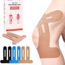 IEADEN Precut Kinesiology Tape for Knees, 20 Pcs - Knee Support & Stability, Knee Pain Relief Athletic Tape - Waterproof & Elastic, Breathable Hypoallergenic Latex-Free Tape, Beige