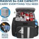Insulated Backpack Cooler - 54 Cans, 24 Hour Cooling, Wider Straps, Lightweight Leak Proof Liner, Portable Cooler Backpack Bag for Men Women Beach Picnic Travel Lunch Camping - Everlasting Comfort (Black)