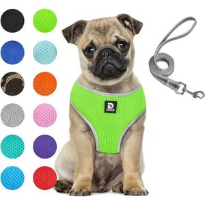 Puppy Harness and Leash Set - Dog Vest Harness for Small Dogs Medium Dogs- Adjustable Reflective Step in Harness for Dogs - Soft Mesh Comfort Fit No Pull No Choke (M, Light Green)