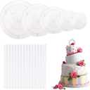 5 Pieces Cake Separator Plates Stands with 15 Pieces Clear Plastic Cake Dowel RodsCake Supports for Tiered Cake Stacking for 4, 6, 8, 10, 12 Inch Cakes.