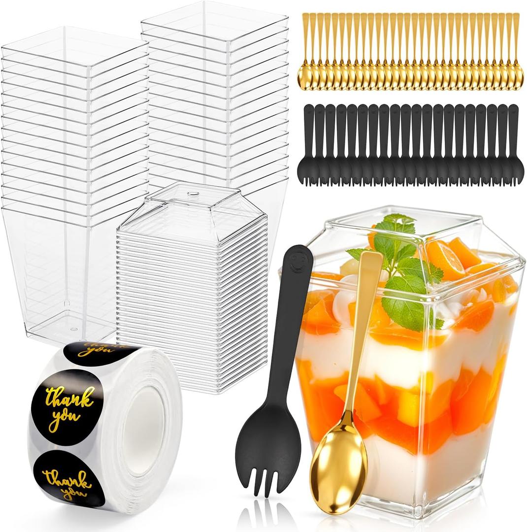 81 Pcs 5oz Clear Plastic Dessert Cups with Lids & Spoons  BPA-F-ree Mini Parfait