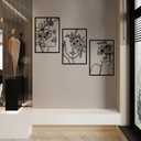 DETENE 3 Pieces Black Metal Wall Decor Minimalist Abstract Metal Wall Art Modern Woman Line Art Decor Single Line Art Dcor for Living Room Bedroom Bathroom Kitchen Office(L Size 17 x 11.8'')