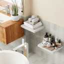 White 12 Inch Deep Floating Shelves Set of 2, Rustic Wood Shelving Live Edge Shelves Display, Bathroom Wall Shelf Decor for Living Room, Kitchen, Office (15.6 in W x 11.8 in D x 1.5 in H)