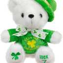 St Patricks Day Green Teddy Bear Stuffed Animal, Teddy Bear 3-Leaf Clover Plush Toys St Patricks Day Gifts for Kids St.Patrick's Day Indoor Outdoor Part Decorations
