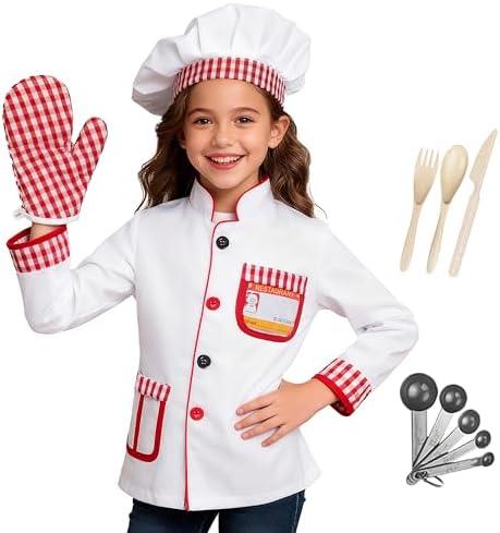Davsolly Career Day Costume for Kids Chef Costume for Boys Girls Cooking Play Halloween 100th day of School, S
