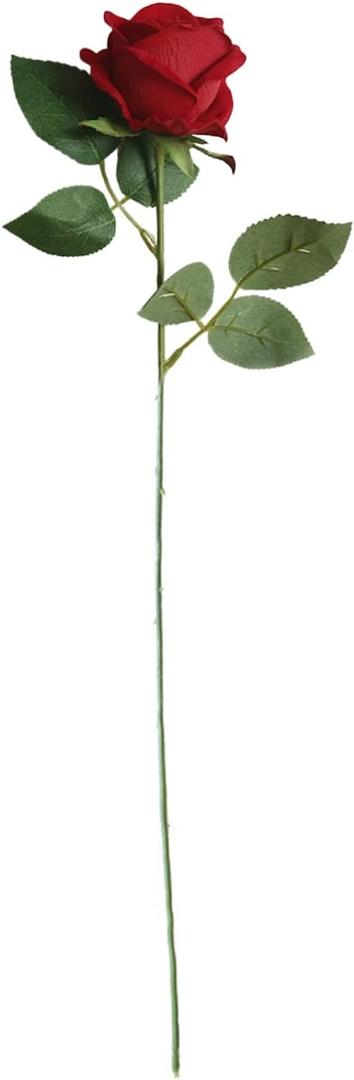 Artificial Plant Anti-Fall Fabric Material Artificial Flower Rose Ornament Easy Care Red