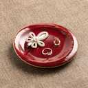 zerokyclan Ceramic Jewelry Tray Decorative Ring Holder and Trinket Dish for Women Wedding Engagement Birthday Gift for Her Jewelry Organizer Vanity Tray (red)