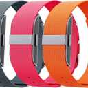 3 Pack Nylon Replacement Strap Compatible with Hume Band - Breathable & Sweatproof Sport Loop for Hume Health Band - Metal Buckle & Loop Closure - Adjustable Wristband Strap for Fitness Tracker