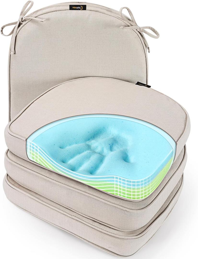 SUNROX Gel Memory Foam Chair Cushions, FadeShield Water-, Stain-Resistant Durable Reversible Seat Cushion Pads with Ties for Indoor/Outdoor Kitchen Dining Office, 17"x16", Set of 4, Cream SUNROX Gel Memory Foam Chair Cushions, FadeShield Water-, Stain-Resistant Durable Reversible Seat Cushion Pads with Ties for Indoor/Outdoor Kitchen Dining Office, 17"x16", Set of 4, Cream