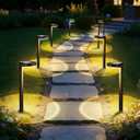 APONUO Solar Pathway Lights Outdoor, 3 Color Temperatures Selectable CCT, Focused Ground Spot Lens, Brighter Up to 12 Hrs IP65 Waterproof Path Lights for Walkway Driveway Yard Garden, Black, 12 Pack