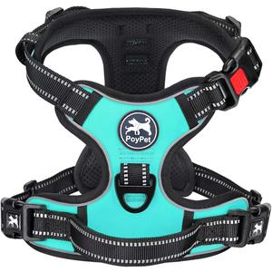 PoyPet No Pull Dog Harness, No Choke Front Lead Dog Reflective Harness, Adjustable Soft Padded Pet Vest with Easy Control Handle for Small to Large Dogs(Mint Blue, XS)
