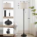 Luvkczc Black Floor Lamp, 60" Standing Lamp Tall Lamp with Fabric Lampshade&Pull Chain Corner Floor Lamps for Living Room, Bedroom & Office Bulbs Not Included
