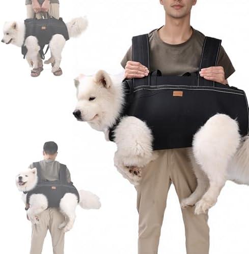 Terapaton Dog Lift Harness Backpack Carrier for Large Dogs, Full Body Sling with Handle, Dog Harness for Joint Injuries, Arthritis, Ideal for Stairs, Elderly Dogs (Black XXX-Large 66-83 LBS)