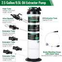 9.5 L/2.5 Gallon Oil Extractor Pump Pneumatic/Manual, Fluid Extractor Oil Change Pump Extractor with 5 Tubes and A Brake Bleeding Hose for Automotive, Boats