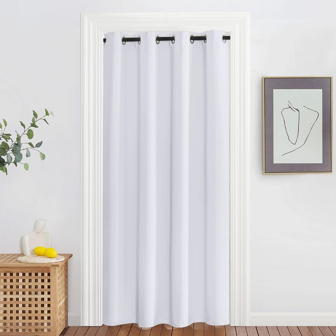 NICETOWN Room Darkening Greyish White Curtain for Bedroom - Grommet Privacy Light & Sound Reducing Window Treatment Doorway Curtain & Drape for Living Room (1 Panel, W52 x L78)