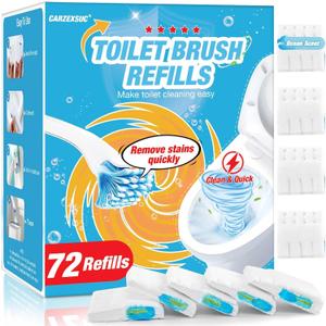 Toilet Cleaner Refill Pads Ocean Scent Enhanced Odor Control 72 Count Scrubber Refill Clean Stains Disposable Toilet Brush Refill for Toilet and Bathroom