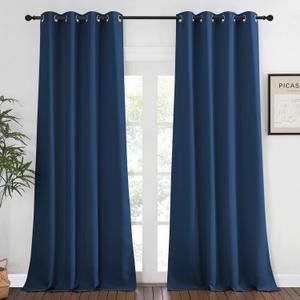 NICETOWN Bedroom Curtain Room Darkening Drapery 102 inches Length - Home Fashion Thermal Insulated Grommet Room Darkening Curtain for Living Room (Moroccan Blue, 1 Panel, 52 x 102 inches)